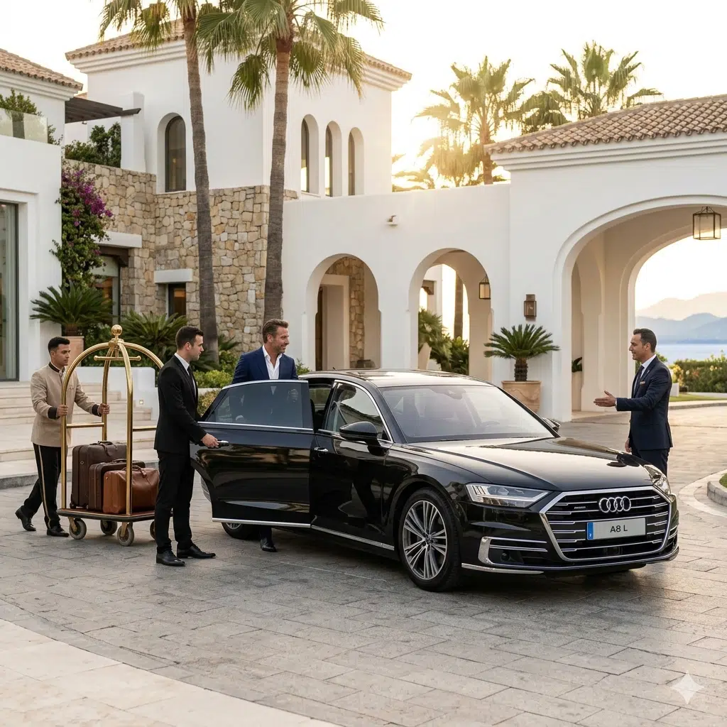 Audi A8 Luxury Hotel Arrival Businessman Marbella Spain